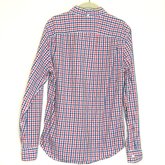 Gap Mens Lived In Button Down Shirt Medium Red White Blue Plaid Cotton - Picture 2 of 5